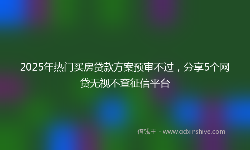2025年热门买房贷款方案预审不过，分享5个网贷无视不查征信平台