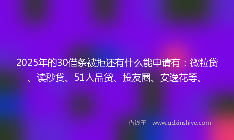 2025年的30借条被拒还有什么能申请有：微粒贷、读秒贷、51人品贷、投友圈、安逸花等。