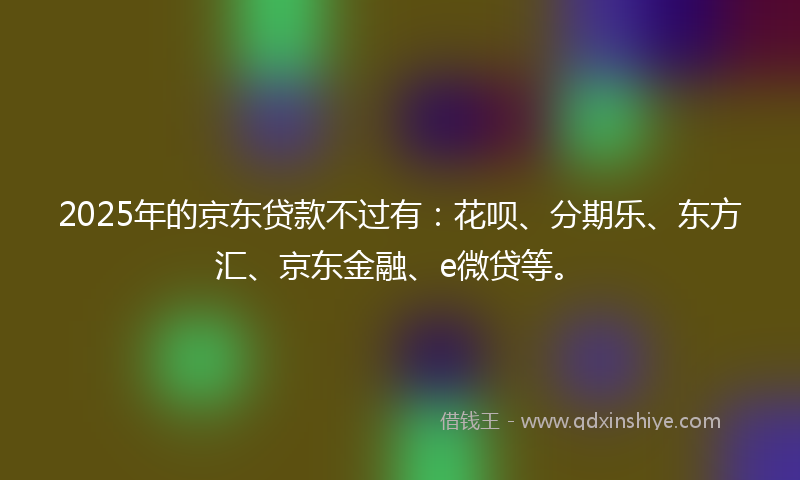 2025年的京东贷款不过有：花呗、分期乐、东方汇、京东金融、e微贷等。