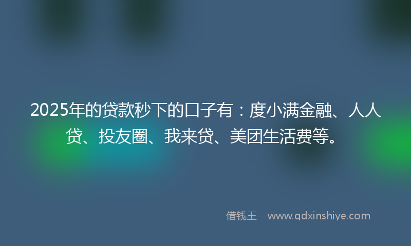2025年的贷款秒下的口子有：度小满金融、人人贷、投友圈、我来贷、美团生活费等。