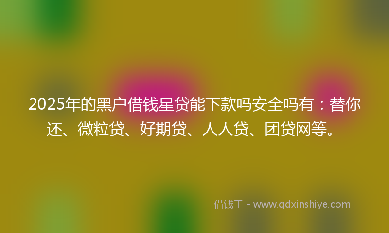 2025年的黑户借钱星贷能下款吗安全吗有：替你还、微粒贷、好期贷、人人贷、团贷网等。
