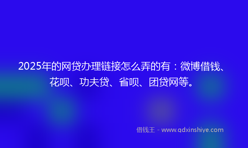 2025年的网贷办理链接怎么弄的有：微博借钱、花呗、功夫贷、省呗、团贷网等。