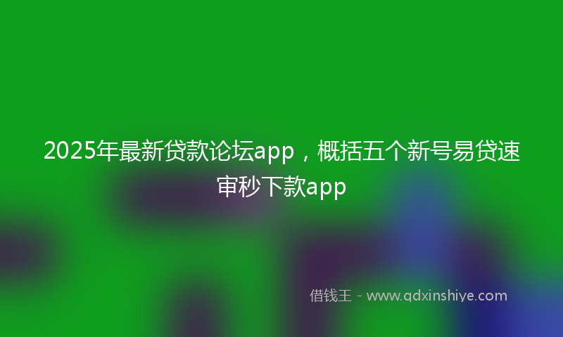 2025年最新贷款论坛app，概括五个新号易贷速审秒下款app