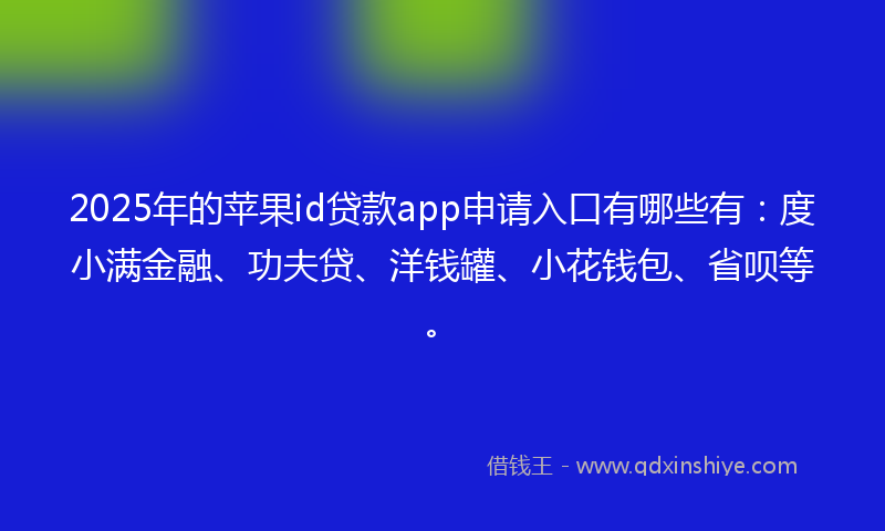 2025年的苹果id贷款app申请入口有哪些有：度小满金融、功夫贷、洋钱罐、小花钱包、省呗等。