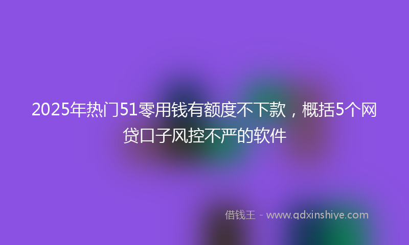 2025年热门51零用钱有额度不下款，概括5个网贷口子风控不严的软件