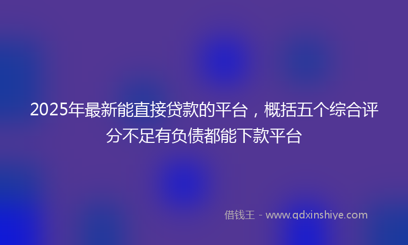 2025年最新能直接贷款的平台，概括五个综合评分不足有负债都能下款平台