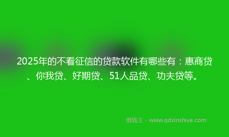 2025年的不看征信的贷款软件有哪些有：惠商贷、你我贷、好期贷、51人品贷、功夫贷等。