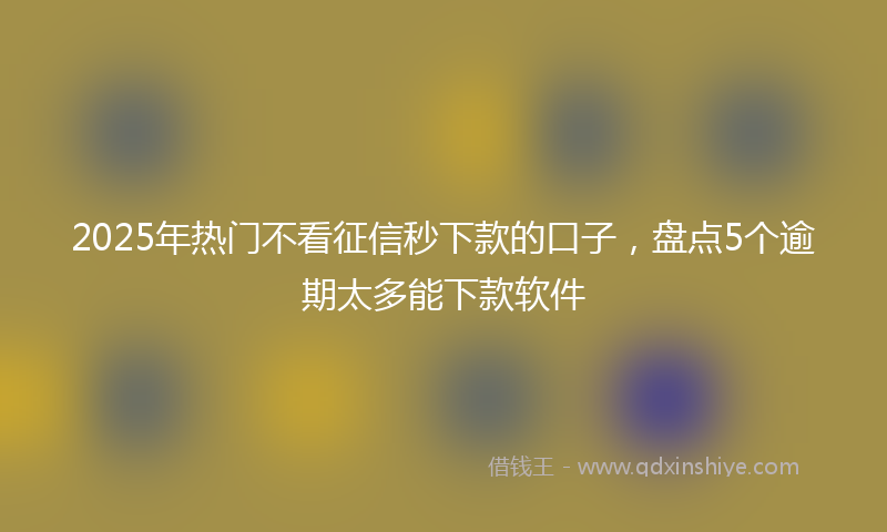 2025年热门不看征信秒下款的口子，盘点5个逾期太多能下款软件