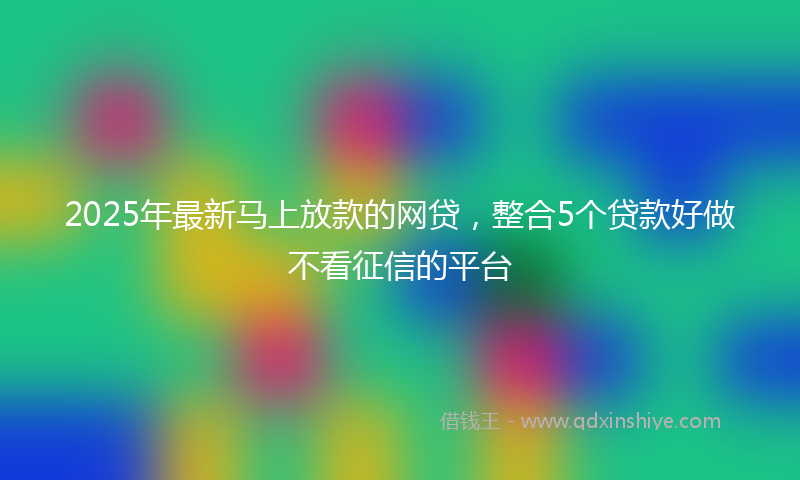 2025年最新马上放款的网贷，整合5个贷款好做不看征信的平台