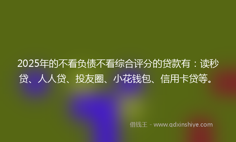 2025年的不看负债不看综合评分的贷款有：读秒贷、人人贷、投友圈、小花钱包、信用卡贷等。