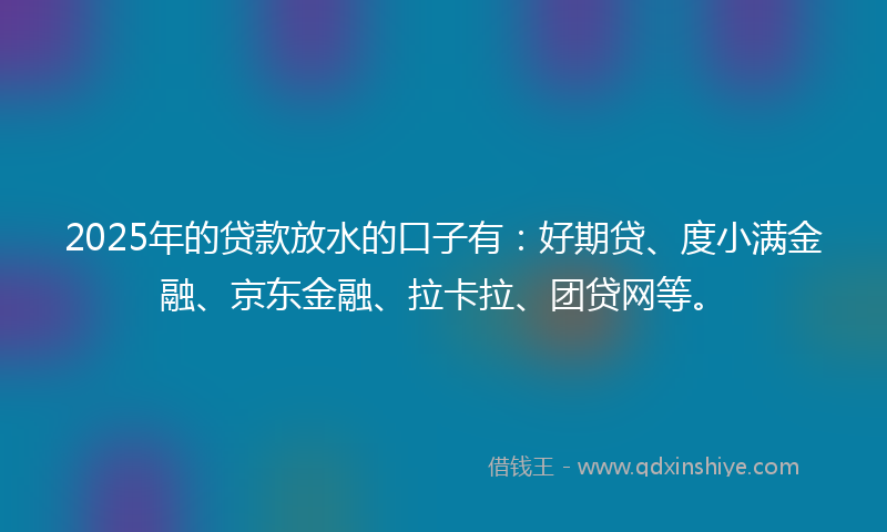 2025年的贷款放水的口子有：好期贷、度小满金融、京东金融、拉卡拉、团贷网等。