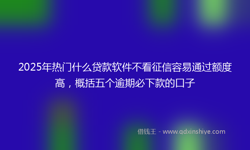 2025年热门什么贷款软件不看征信容易通过额度高，概括五个逾期必下款的口子