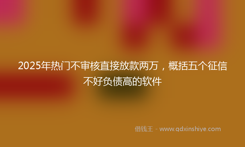 2025年热门不审核直接放款两万，概括五个征信不好负债高的软件