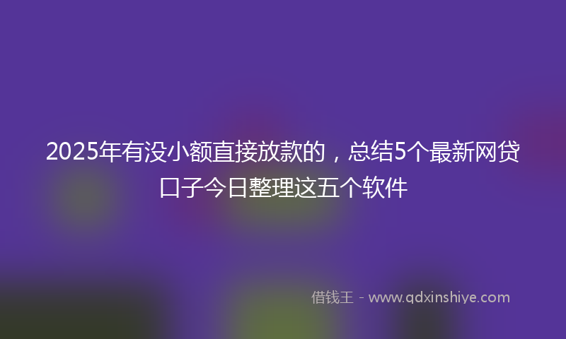 2025年有没小额直接放款的，总结5个最新网贷口子今日整理这五个软件
