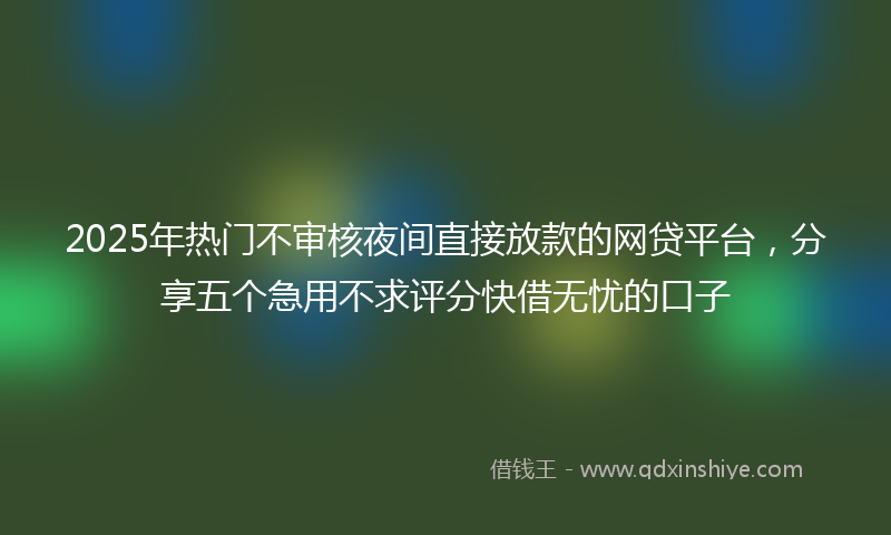 2025年热门不审核夜间直接放款的网贷平台，分享五个急用不求评分快借无忧的口子