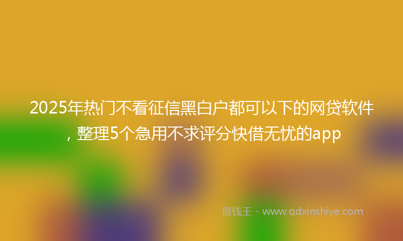 2025年热门不看征信黑白户都可以下的网贷软件，整理5个急用不求评分快借无忧的app