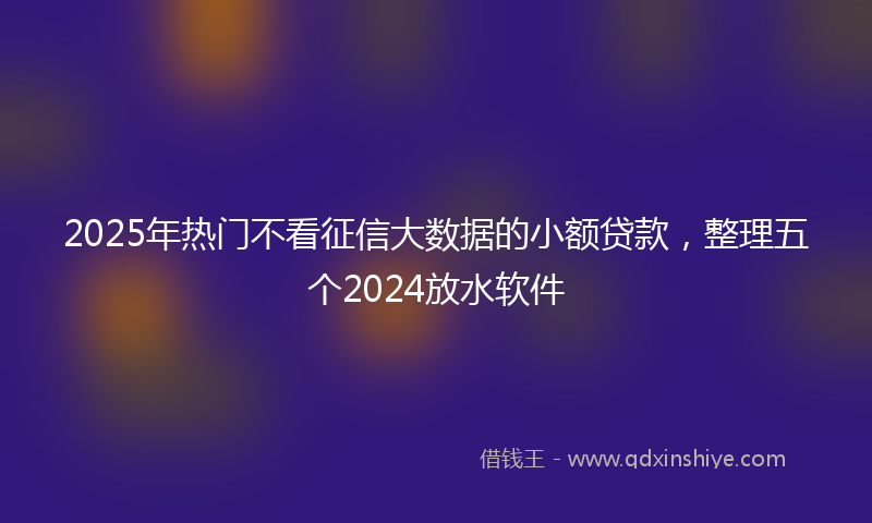 2025年热门不看征信大数据的小额贷款，整理五个2024放水软件