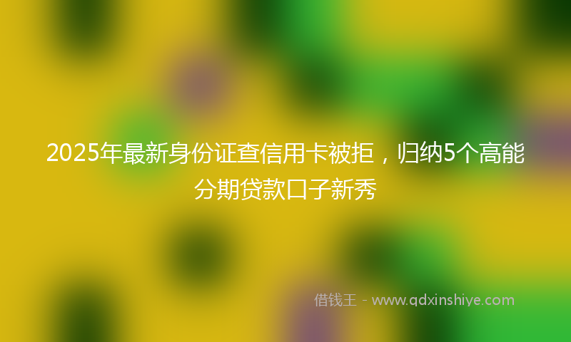 2025年最新身份证查信用卡被拒，归纳5个高能分期贷款口子新秀