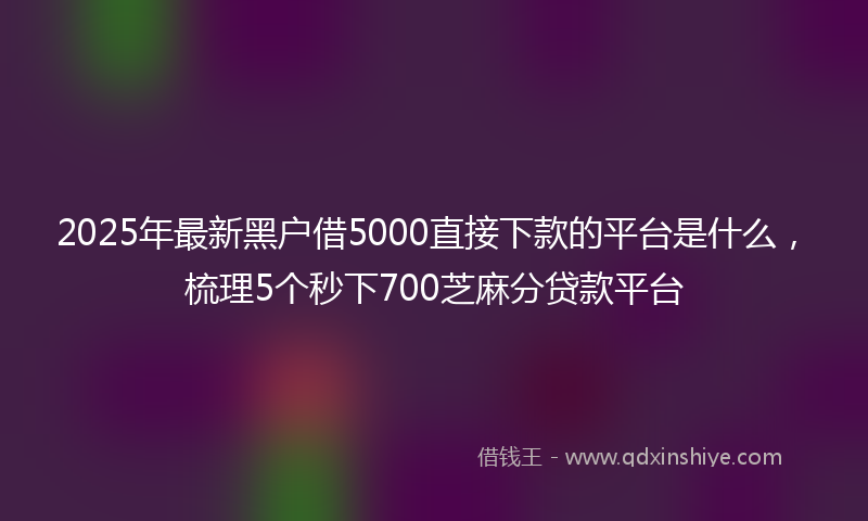 2025年最新黑户借5000直接下款的平台是什么，梳理5个秒下700芝麻分贷款平台