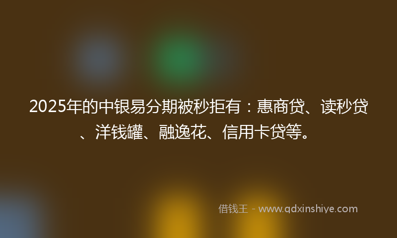 2025年的中银易分期被秒拒有：惠商贷、读秒贷、洋钱罐、融逸花、信用卡贷等。