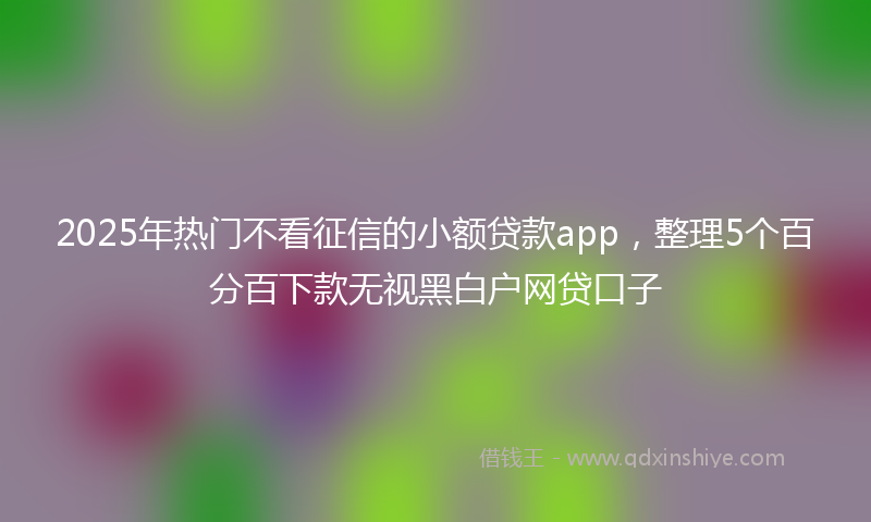 2025年热门不看征信的小额贷款app，整理5个百分百下款无视黑白户网贷口子