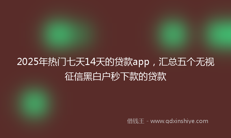 2025年热门七天14天的贷款app，汇总五个无视征信黑白户秒下款的贷款
