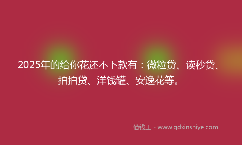 2025年的给你花还不下款有：微粒贷、读秒贷、拍拍贷、洋钱罐、安逸花等。