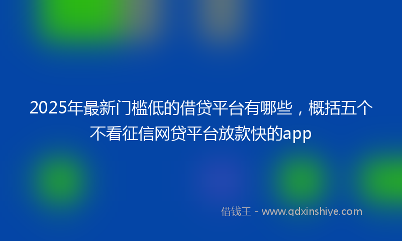 2025年最新门槛低的借贷平台有哪些，概括五个不看征信网贷平台放款快的app