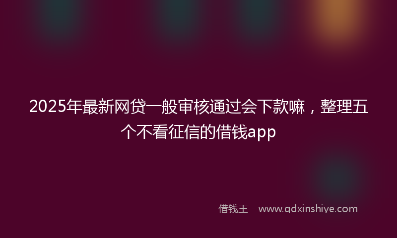 2025年最新网贷一般审核通过会下款嘛，整理五个不看征信的借钱app