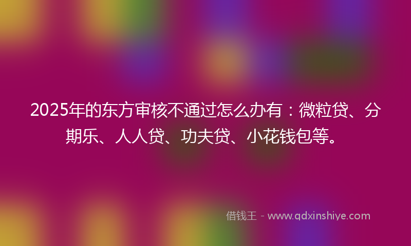 2025年的东方审核不通过怎么办有：微粒贷、分期乐、人人贷、功夫贷、小花钱包等。
