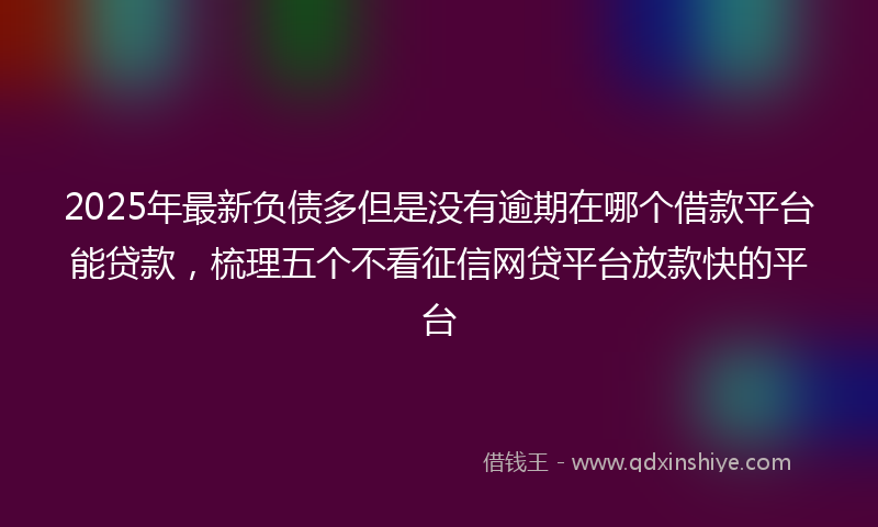 2025年最新负债多但是没有逾期在哪个借款平台能贷款，梳理五个不看征信网贷平台放款快的平台