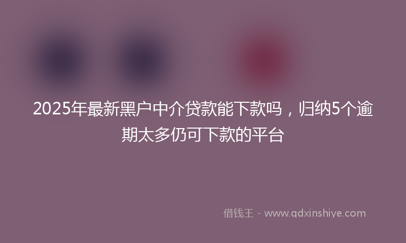 2025年最新黑户中介贷款能下款吗，归纳5个逾期太多仍可下款的平台