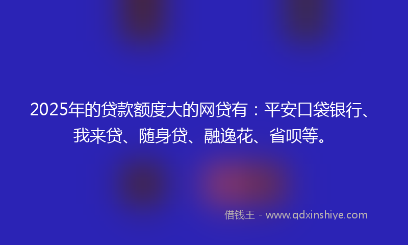2025年的贷款额度大的网贷有：平安口袋银行、我来贷、随身贷、融逸花、省呗等。