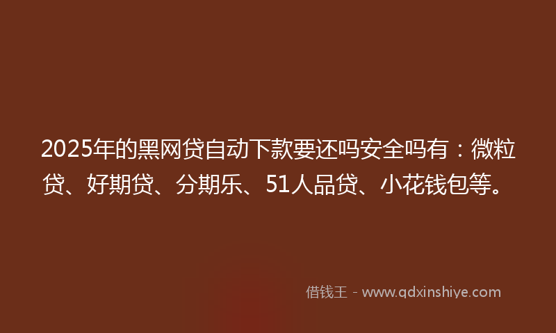 2025年的黑网贷自动下款要还吗安全吗有：微粒贷、好期贷、分期乐、51人品贷、小花钱包等。