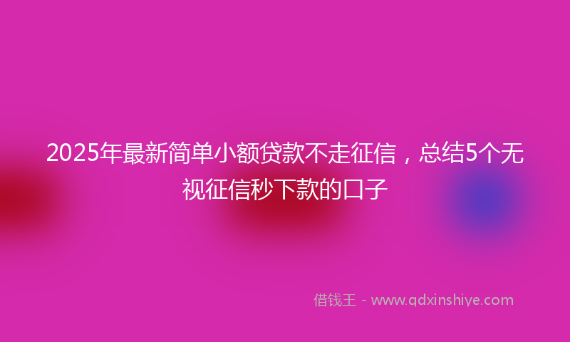 2025年最新简单小额贷款不走征信，总结5个无视征信秒下款的口子