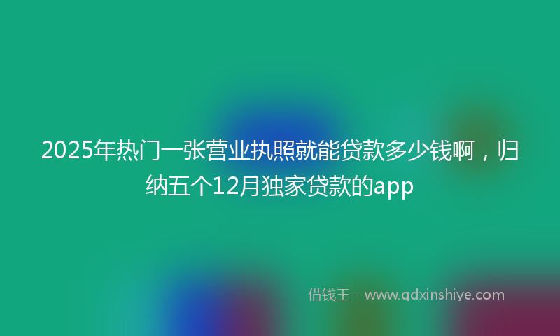 2025年热门一张营业执照就能贷款多少钱啊，归纳五个12月独家贷款的app