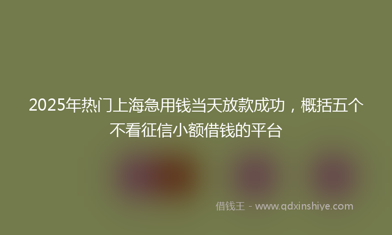 2025年热门上海急用钱当天放款成功，概括五个不看征信小额借钱的平台