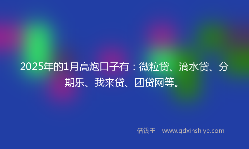 2025年的1月高炮口子有：微粒贷、滴水贷、分期乐、我来贷、团贷网等。