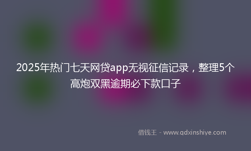 2025年热门七天网贷app无视征信记录，整理5个高炮双黑逾期必下款口子