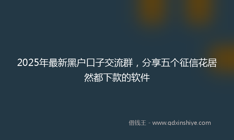 2025年最新黑户口子交流群，分享五个征信花居然都下款的软件