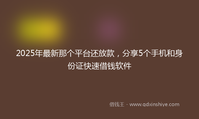2025年最新那个平台还放款，分享5个手机和身份证快速借钱软件