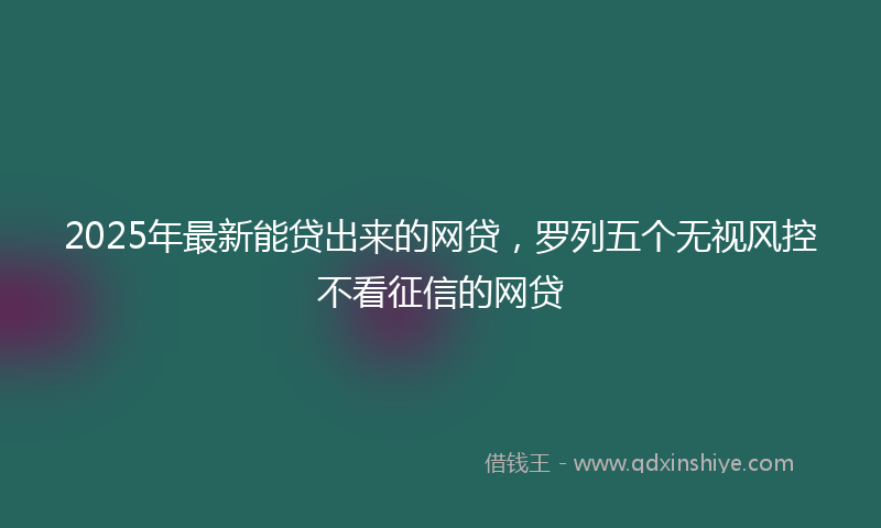 2025年最新能贷出来的网贷，罗列五个无视风控不看征信的网贷