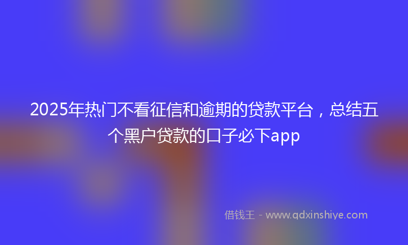 2025年热门不看征信和逾期的贷款平台，总结五个黑户贷款的口子必下app