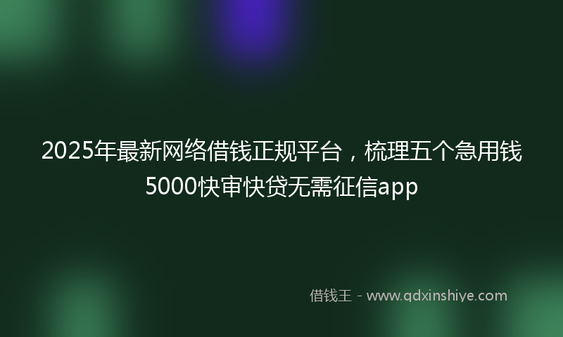 2025年最新网络借钱正规平台，梳理五个急用钱5000快审快贷无需征信app