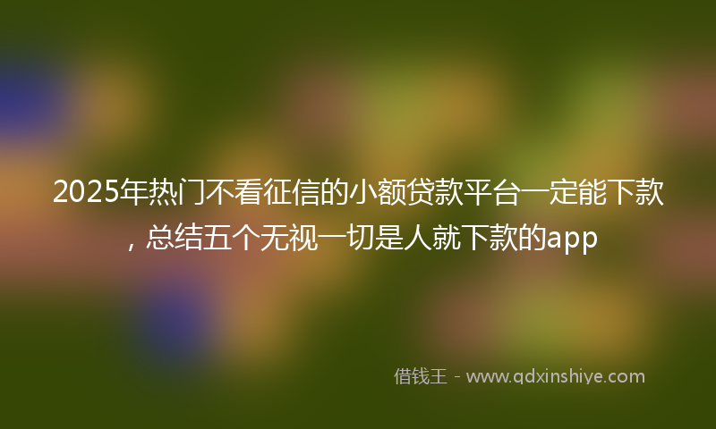 2025年热门不看征信的小额贷款平台一定能下款，总结五个无视一切是人就下款的app