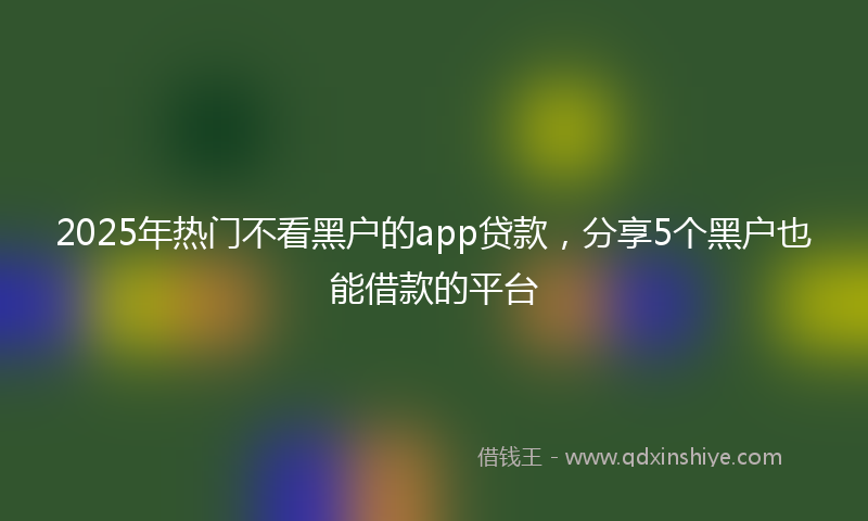 2025年热门不看黑户的app贷款，分享5个黑户也能借款的平台