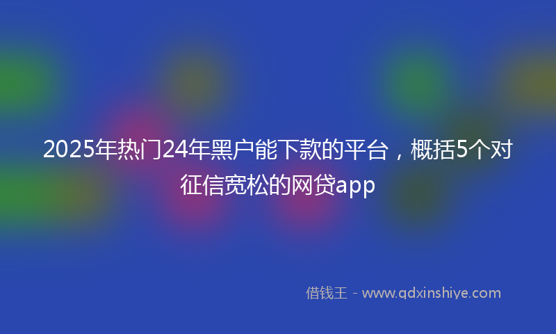 2025年热门24年黑户能下款的平台，概括5个对征信宽松的网贷app