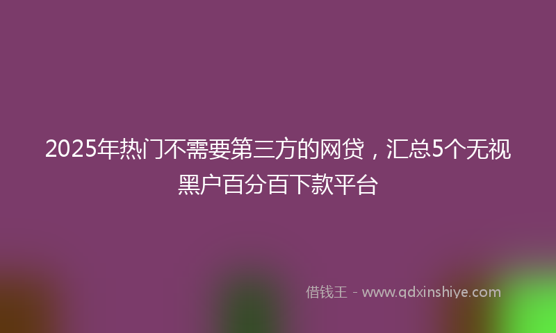 2025年热门不需要第三方的网贷，汇总5个无视黑户百分百下款平台