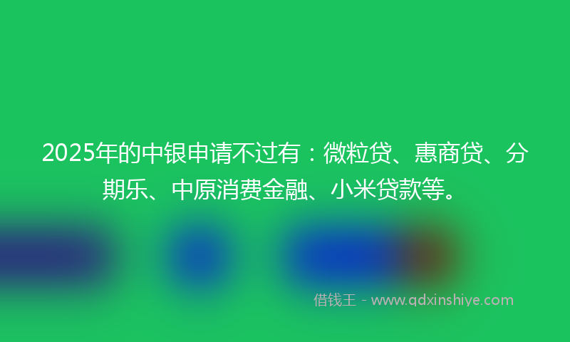 2025年的中银申请不过有：微粒贷、惠商贷、分期乐、中原消费金融、小米贷款等。