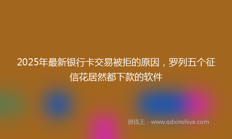 2025年最新银行卡交易被拒的原因，罗列五个征信花居然都下款的软件